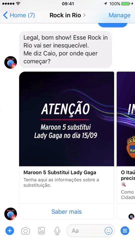 rock in rio - Imagens em chatbots: 4 maneiras fazer conversas mais expressivas imagem em chatbot rock in rio carrossel
