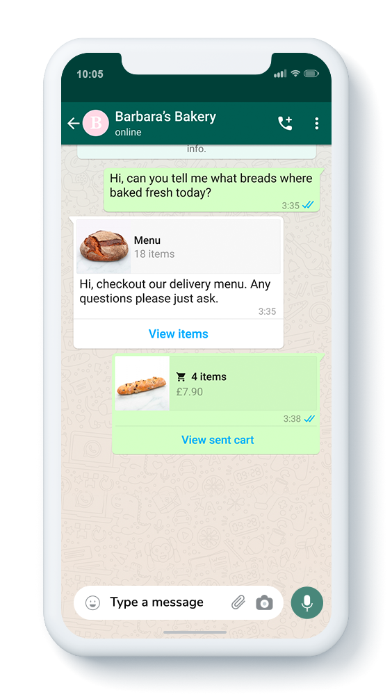 Mensagens interativas de pedido feito (carrinho enviado) no WhatsApp