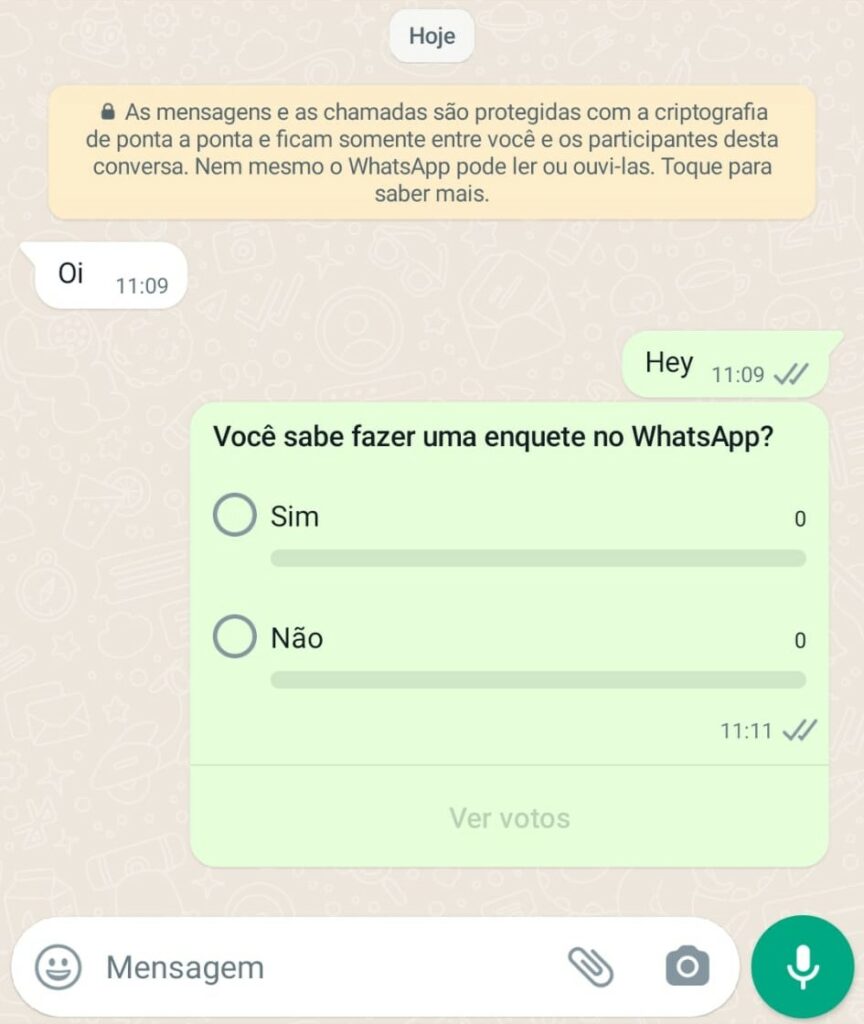 Enquete no WhatsApp Business