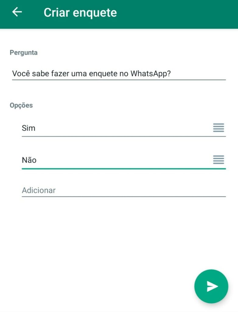 Enquete no WhatsApp Business