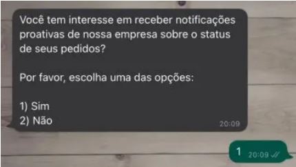 Exemplo do Opt-in do WhatsApp