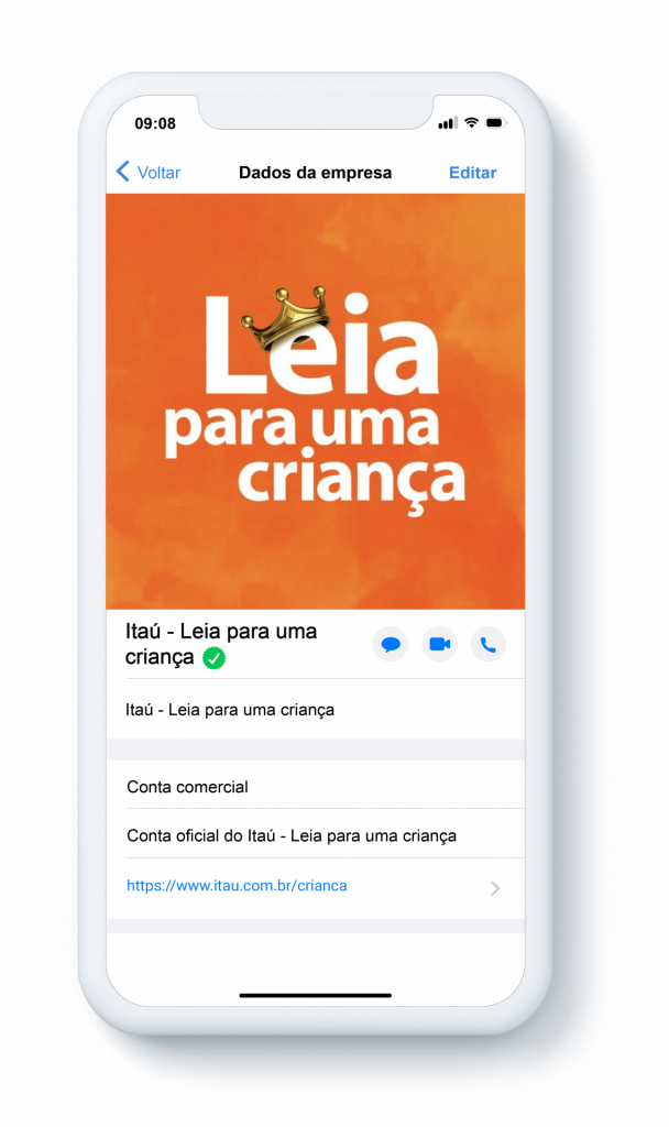 Chatbot do Banco Itaú - campanha Leia para uma Criança.