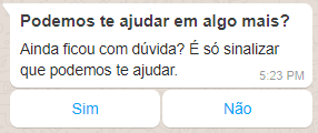 Exemplo de botões de resposta no WhatsApp