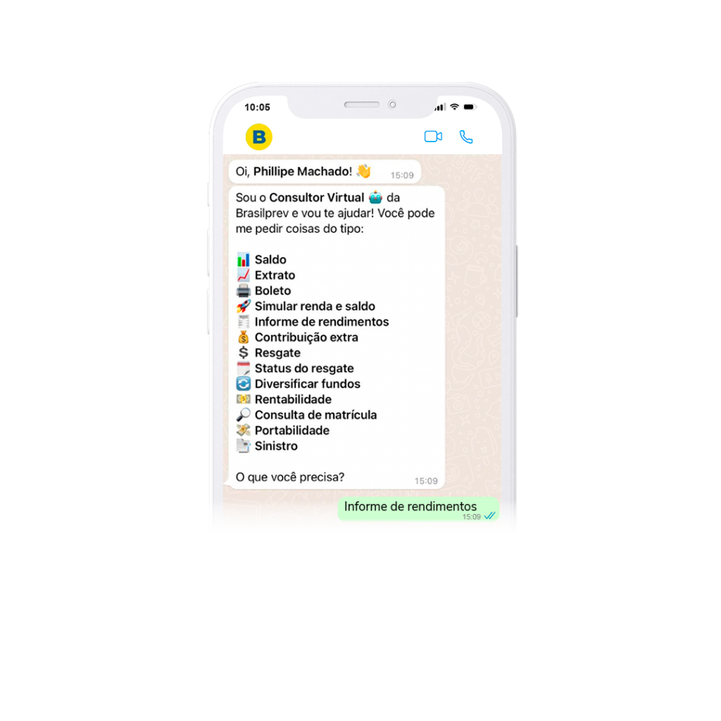 Chatbot Brasilprev no WhatsApp -