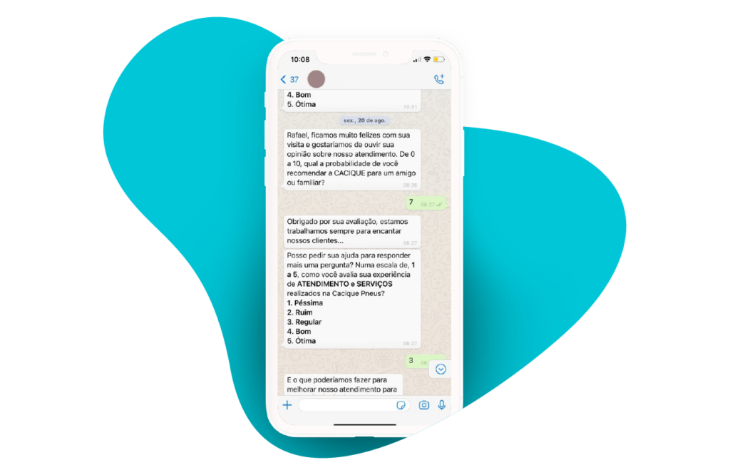 Pesquisa de satisfação de atendimento via WhatsApp