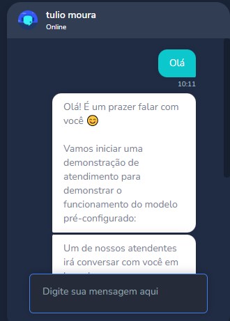 Exemplo de chatbot feito no Blip