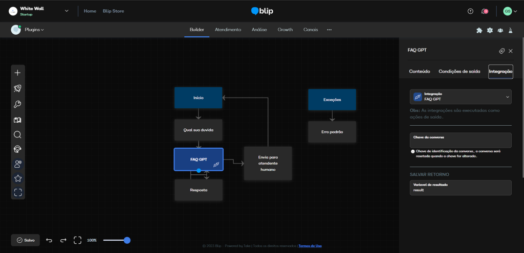 extensão FAQ GPT de Inteligência artificial na blip store 