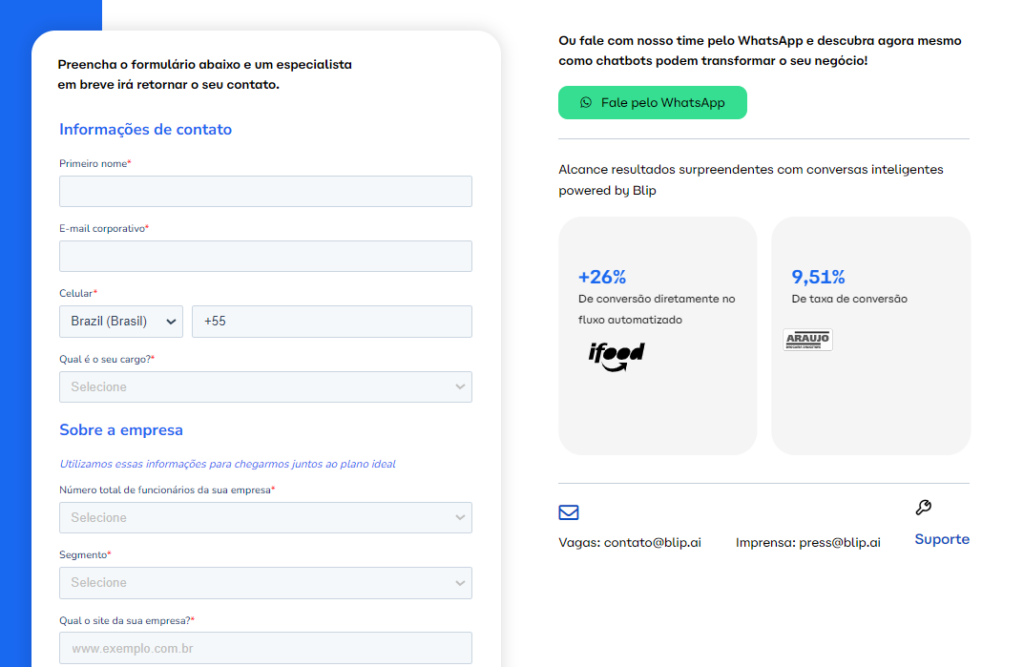 Exemplo de Landing page para geração de leads