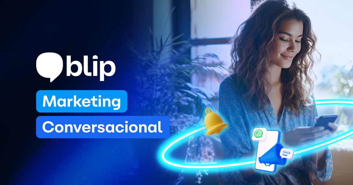 Mujer usando un celular con un aro de iconos a los costados
