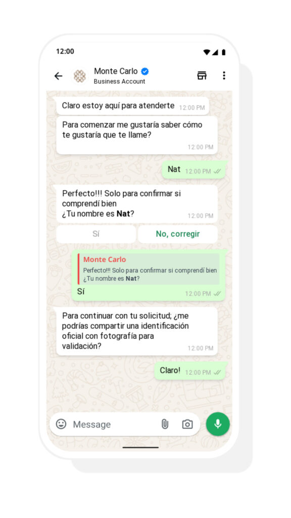 caso uso monte carlo 1 - Chatbot WhatsApp Business: cómo implementarlos correctamente en empresas Implementación de chatbot WhatsApp Business en Monte Carlo