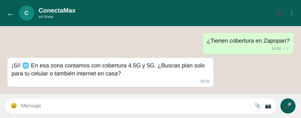 02 cobertura planes - WhatsApp para telecomunicaciones: 21 ejemplos para mejorar la experiencia de usuario Consulta cobertura y planes al instante