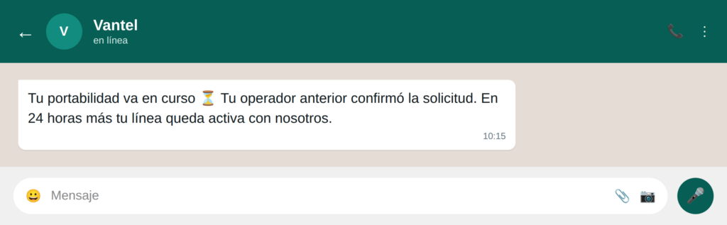 08 seguimiento portabilidad - WhatsApp para telecomunicaciones: 21 ejemplos para mejorar la experiencia de usuario Da seguimiento a la portabilidad en tiempo real
