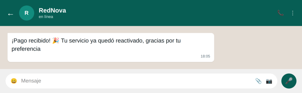 13 confirma pago reactivacion - WhatsApp para telecomunicaciones: 21 ejemplos para mejorar la experiencia de usuario Confirma el pago y la reactivación al instante