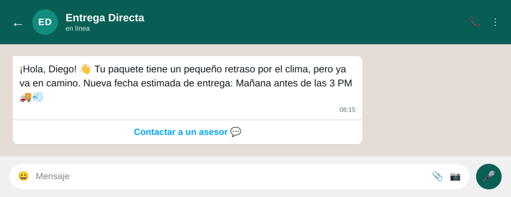 09 seguimiento pedido - WhatsApp para retail: 16 ejemplos de uso que transforman la experiencia de compra Whatsapp para retail