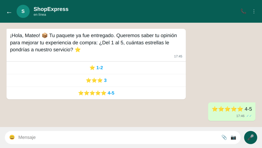 16 nps conversacional - WhatsApp para retail: 16 ejemplos de uso que transforman la experiencia de compra Whatsapp para retail